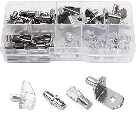 YIXISI 55 Stücke 4 Styles Bodenträger Regalbodenträger, Edelstahl Regalträger Stützen ​Regal Stützstifte Regalbodenstifte, für Küchenschrank Bücherregalmöbel, 5 mm, 6 mm