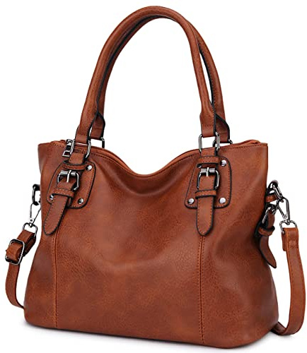 MayBlosom Bolso Mujer Bolso Bandolera Mujer de Cuero PU con Correa Desmontable Bolso Mujer Grande con Bolsillo Trasero para Diario Compras Trabajo