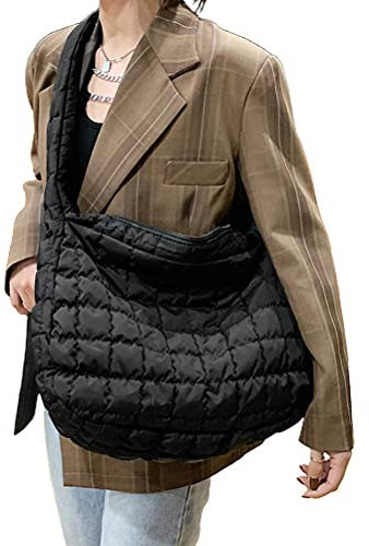 BRIXBEE Damen Handtasche Shopper,Winter Raum Pad Baumwolle Unten Lattic Crossbody Taschen für Büro SchuleTrend Handtaschen Weibliche