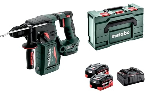 metabo KH 18 LTX BL 24 Akku-Kombihammer, SDS-plus, Brushless Bohrhammer | 18V Schlagbohrer inkl. 2x 5.5 Ah LiHD Akku, Ladegerät, 2.2 J Schlagenergie, 24 mm Bohr-Ø in Beton, Meißeln, metaBOX