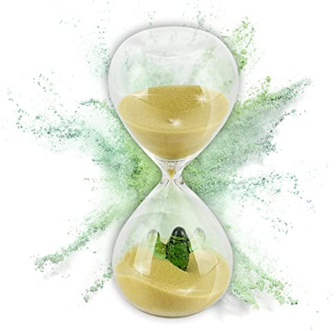 LIVONDO® Sanduhr aus Glas (100% mundgeblasen) I mit Deko Wüstenkaktus I 15 Minuten Sanduhr | Sand Uhr | Hourglass I jung und modern