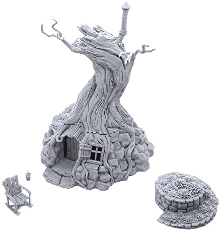 Escenario de bruja por paisaje imprimible, escenario RPG de mesa impreso en 3D y terreno de guerra en miniaturas de 28 mm