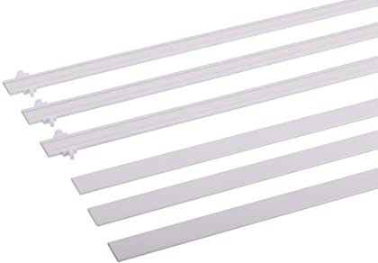 deco-raum Paneelwagen Weiß 45cm 3 Stück aus Aluminium mit Klettband kürzbar für Gardinenschienen Universal mit Gleiter und Flachbeschwerung 20x3mm