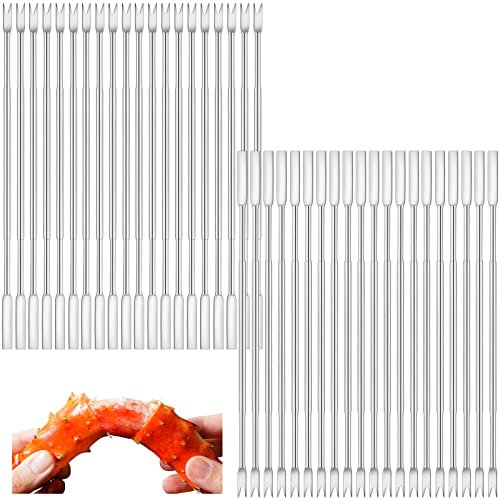 Yaomiao Stainless Steel Seafood Forks Set Silver 6.8 Inch Crab Forks Seafood Tools Crab Legs Utensils Seafood Picks for Eating Lobster Crab Leg Shrimp(40 Pcs)