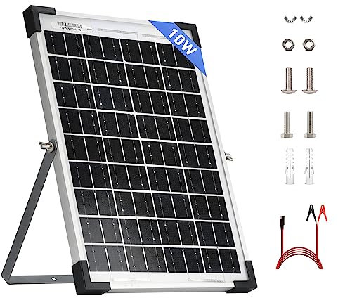 SARONIC 10W Solar Panel Battery Maintainer Trickle Charger 12V High-Efficiency Monocrystalline Module PV Power for Home, Motorhome, Sheds, Caravan, Campervan, Camping and Other Off-Grid Applications