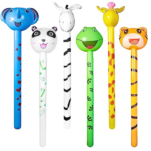 Novelty Place Lot de 6 ballons gonflables en forme d'animaux avec son - Jouets gonflables pour enfants sur le thème des animaux - Cadeaux et décorations de fête d'anniversaire