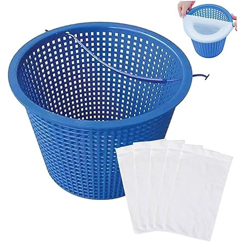 Pool -Skimmerkorb Pool Filterkorb Plastikpoolreinigungskorb mit Griff und 5pcs Pool Skimmer Socken für Swimmingpool -Reinigungszubehör