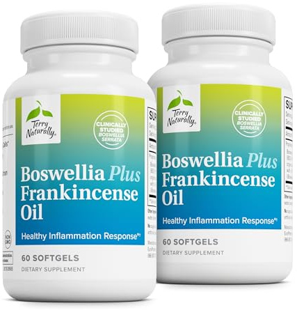 Terry Naturally Boswellia Plus Frankincense Oil - Joint Support Supplement to Support Mobility & Joint Comfort - Support Cellular Health with Boswellia & Frankincense Oil - 60 Softgels (Pack of 2)