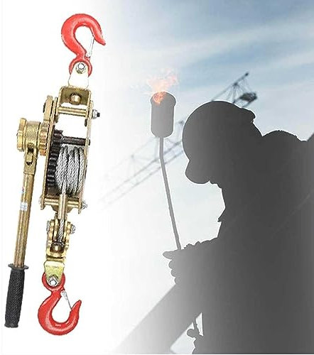 Come Along Winch Power Cable,Heavy Duty Cable Winch Puller Cable Ratchet Puller with 2 Hooks & Gears,Hand Winch Cable Puller Lever Hoist Ratchet Power Puller, 2/3/4 Ton (Size : 4ton)