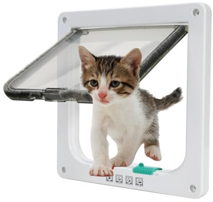 Tibeoyad Porta per gatti, chiusura magnetica a 4 vie, resistente alle intemperie, facile da installare
