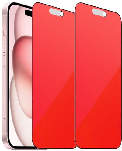 BWEDXEZ 2 Pack Matte Anti-Blue Privacy Tempered Glass for iPhone 14 Pro/iPhone 15 / iPhone 16 Anti-glare Anti-Spy Screen Protector Anti-Peeping Film Colorful 6.1 inch