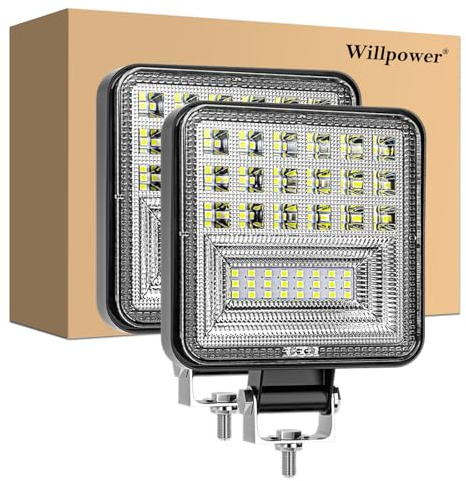Willpower 2PCS Phare de Travail LED, 4.3 pouce 126W Rond Phare led 12v pour Voiture 4x4 Camion Tracteur SUV Bateau