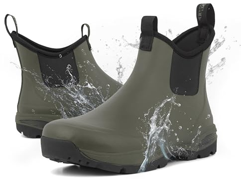 Green Comfort Botas de Goma para Hombre de Media Altura | Botas de Goma Impermeables para Hombre Cortas para Hombre, Verde, 43 EU