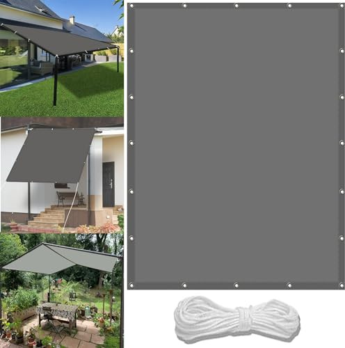 Vele Ombreggianti Rettangolare 2.5 x 3 m Impermeabile Tenda da Sole per Esterno con Occhielli Protezione Raggi UV HDPE Telo Ombreggiante per Cortile Tetto Patio, Grigio Chiaro