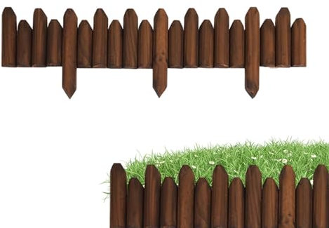 Wood Garden Fence - Garden Wooden Short Fence, Flower Bed Edging Borders | No Dig Landscape Edging Lawn Fence, Wooden Fence Gate Plant Screen, Wooden Fence Gate Plant Screen for Home Yard