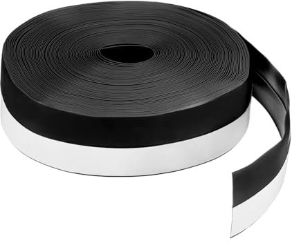 sourcing map Weather Stripping Door Seal 49.21ft x 35mm Silicone Seal Strip for Door Draft Stopper Adhesive Tape Window House Shower Glass Gaps Length 15m, Black