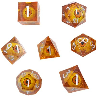 Sarini DND draköga tärnings-set harts skarpa kanter tärningar set med presentask, fängelsehålor och drakar polyhedral DND tärning rollspel tärning set (gul)