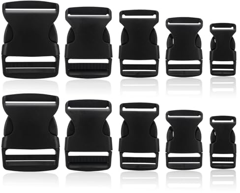 10 stycken plug-in spänne 20 mm/25 mm/32 mm/38 mm/50 mm, klickspänne | Spänne och lås svart, spänne runt bandet, justerbar klickstängning av plast för ryggsäck bagageremmar