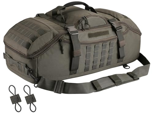 Große Reisetasche, 3-in-1 taktischer Rucksack, MOLLE-Pack für Sport, Fitnessstudio, Outdoor, Olivgrün, 55L, Aktivitäten im Freien