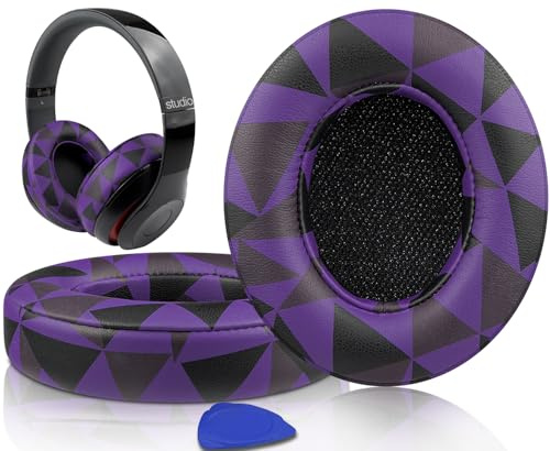 SoloWIT Replacement Ear Pads Cushions for Beats Studio 2 & Studio 3 Wired & Wireless Headphones, Earpads with Soft Protein Leather, Noise Isolation Memory Foam - Purple Black