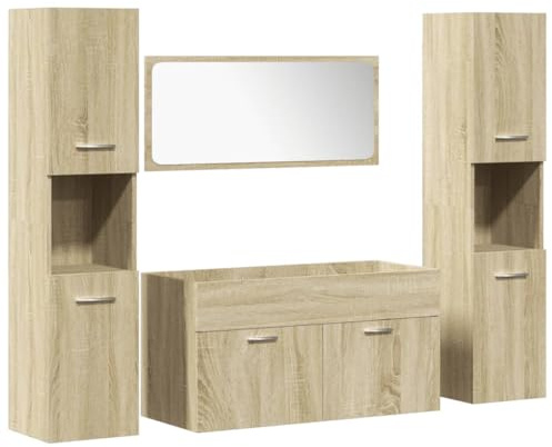 Ensemble de meubles de salle de bain 4 pcs chêne sonoma