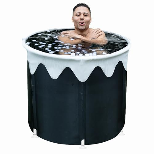 B&Y Vasca da bagno di ghiaccio pieghevole, 85 x 75 cm gonfiabile vasca da bagno per adulti per gli atleti e gli sportivi, Ice Barrel per esterni, aggiornato a forma di telaio a T più robusta vasca