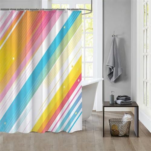 Duschvorhang RainbowShower Curtain Curtains, Duschvorhänge Duschrollo 120x180cm Duschvorhang Mit Gewicht Badewanne, Duschrollo Badewanne Duschvorhang Textil Stoff Waschbar Bad Vorhang Badevorhang 1139