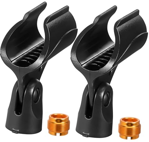 Mikrofonständerklemme 5/8 3/8 Adapter, 2 Stück, Verstellbarer Winkel | Schwarz, Kunststoff und Kupfer, Passend für 20mm Durchmesser, Sicherer Halt, Schnelle Montage