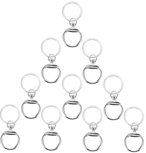TEHAUX 10pcs Key Chain Clips Metal Keyring Clasps for DIY Crafts Smooth Surface Fastening Hooks for Keys Bags and Decorations