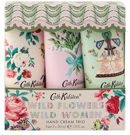 Cath Kidston Hand Cream Trio 3x 30ml, Moisturiser, Three Fragrances, Shea Butter, Glycerin and Essential Oils, Travel Size, Vegan and Cruelty Friendly, Beauty Gift For Her