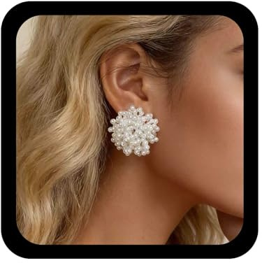 Cybche Orecchini Di Perle Con Perline Boho Orecchini Di Perle A Grappolo Orecchino Di Perla Bianche Orecchino Di Perla A Sfera penzolare Di Perline Da Donna