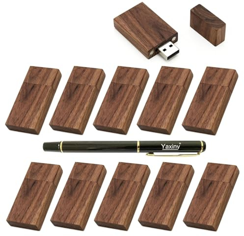 Yaxiny Träflashenheter 16 GB USB 3.0 USB-tumenheter i valnötsträ 11-pack USB-enhet minnessticka pennenhet bulk (11-pack valnötsträ)