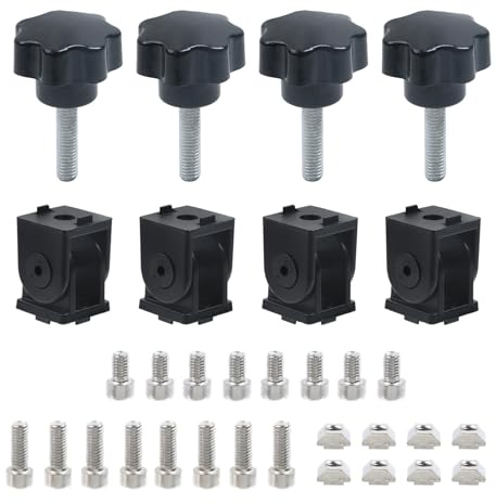 Oedema 4 Set Aluminum Extrusion Profile 180°Rotation Range Connector Black Flexible Pivot Joint Connector with Handles, Black