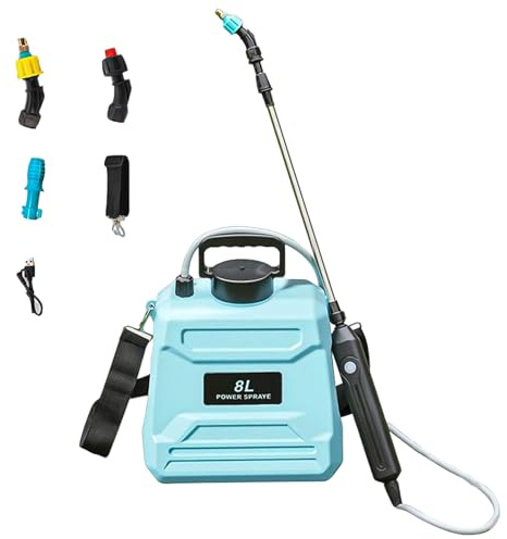 8L Akku Drucksprüher,Elektrischer Pflanzensprüher,Gartensprüher Sprühlanze,mit 3 Düsen & verstellbarem Schultergurt,Sprühgerät für den Pflanzenschutz,für Lawn Yard