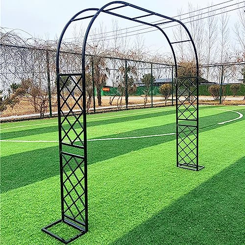 Metal Garden Trellis Arch for Climbing Plants, Durable Steel Structure, Outdoor Use, 10.8 to 12.1 Feet Wide, Black Color - Perfect for Grapevines and Vines