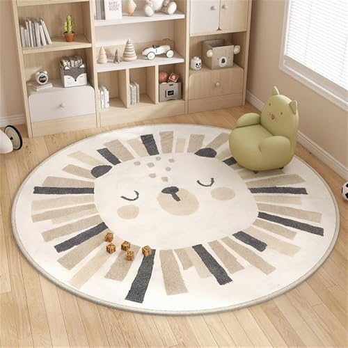 YATOLA Alfombra para Salón Sala de Estar Rosa Habitación Infantil Bebe Juvenil Dormitorio Alfombra de Juegos Suave Antideslizante Dormitorio para Niños Niñas León Galaxia Estrella (Gris, 80x80cm)