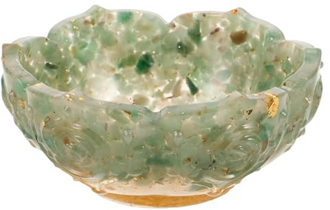 Cabilock Cuenco Decorativo de Resina en Forma de Flor de Loto Verde para Joyas y Llaves, Diseño Elegante y Almacenamiento Versátil para Tocador o Entrada