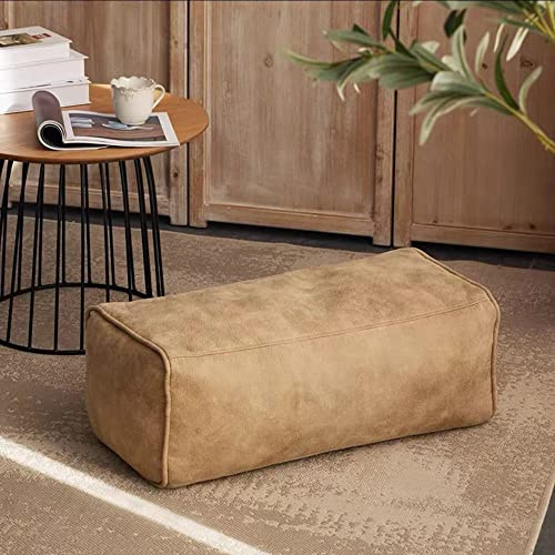 Funda para puf de doble asiento – Sobre de sofá perezoso de piel sintética para adultos, no necesita relleno, cómodo saco puf, elegante color albaricoque, perfecta para sala de estar y relajación
