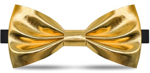 Gsyziux Leather Bow Ties for Kids, Shiny Boys Bow Tie, Adjustable Kids' Bowtie for Party Birthday Wedding Prom (Gold)