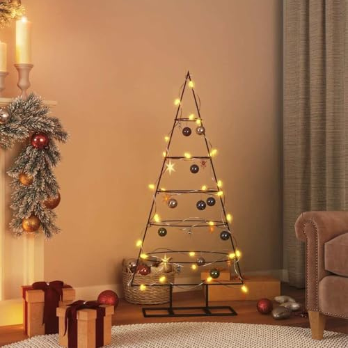 ACAGALA Metall Weihnachtsbaum für Dekorationen 125 cm, Christbaum mit Ständer Schwarz, Metallbaum, Tannenbaum Metall Deko - DIY Dekoration für Kugeln, Lichter