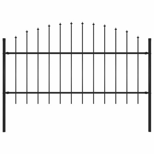 Steinmauer Als Gartenzaun Zaun Sichtschutz,Gartenzaun mit Speerspitze Stahl 181 x 125 cm Schwarz für Garten,Terrasse,Balkon