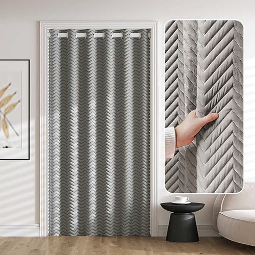 ColdProof Blackout Door CurtainNoise Reducing Room Divider for Privacy & Soundproofing Ideal for Bedroom & Living Room Gray 120x180cm (47x71in)