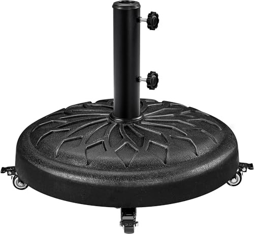 Yaheetech 20kg Patio Umbrella Base Retro Patio Rolling Heavy-duty with Wheels Self-Weight Market Round For 38mm/48mm Poles, Black