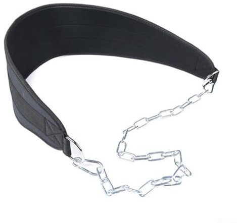 Zilimontt Ceinture de musculation réglable avec chaîne en acier (3 mm ou 5 mm), pour construction EVA/nylon, ajustement 90 cm, 480 g, compatible avec tractions, dips et (chaîne de 5 mm)