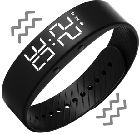 Opdestn Vibrationswecker Armband | Silikon, wasserfest, modern | Armbanduhr mit Vibrationsalarm,für Herren, Studenten, Senioren, Kinder, Teens, Damen, Pendler, Wohnheim,