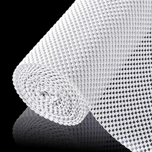 Antirutschmatte Rolle 45x305cm Zuschneidbar Matte für Auto & Schubladen | PVC Rutschfeste Schubladeneinlage für Auto Kofferraum & Teppiche & Schubladen Extra Dick 350g/m² Gerollt Ohne Knicke, Weiß