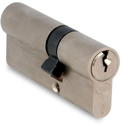 AMIG - Cylindre Securite Porte Entree en Bois - Taille 85 (30-55) mm - 5 Goupilles - Anti-perçage - Lévre de 15 mm - Inclus 3 Clés en Laiton - Fini Chrome Mat