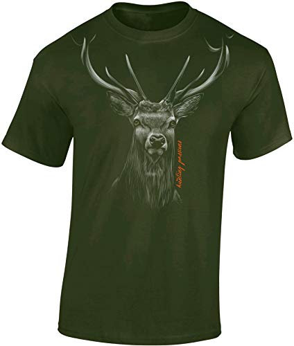 Baddery Jäger T-shirt för män – jakt passion – jakt t-shirt män – present kläder tillbehör, Army – Hunting Passion, XL