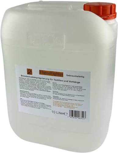 FlameFighter - 10 litres Imprégnation Ignifuge pour Textiles et Rideaux – Produit de Protection Contre l’Incendie – Test de Propagation du Feu Réussi – Classe de Protection Incendie 1 – DIN 4102 B1