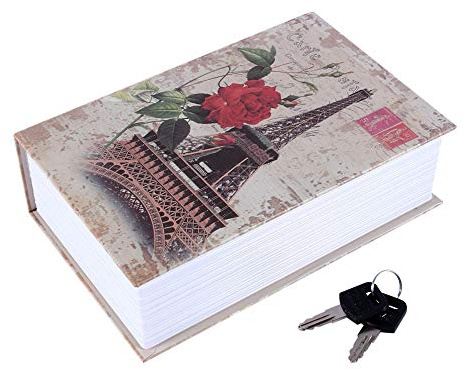 Caja de Seguridad de Libro de Diccionario, Tamaño Pequeño, Con Cerradura de Combinación, Diseño Tour Eiffel